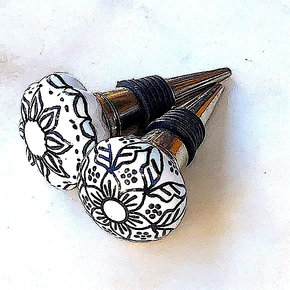 CASA DECO BOTTLE STOPPERS BLACK WHITE DESIGN - Picture 2 of 8